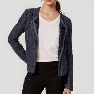 Women's Ann Taylor LOFT Slate Maze Moto Sweater Jacket Size Med